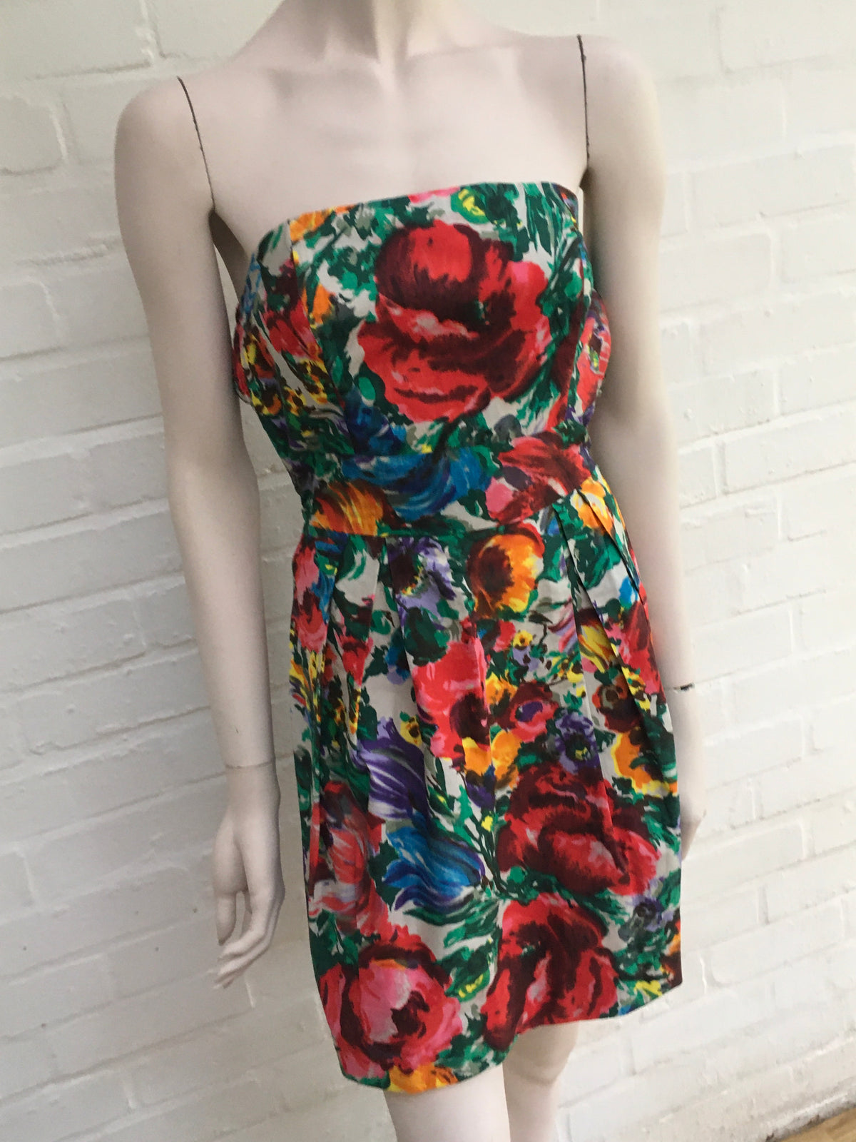 Dolce & Gabbana Floral-print cotton strapless mini dress Size I 40 Ladies