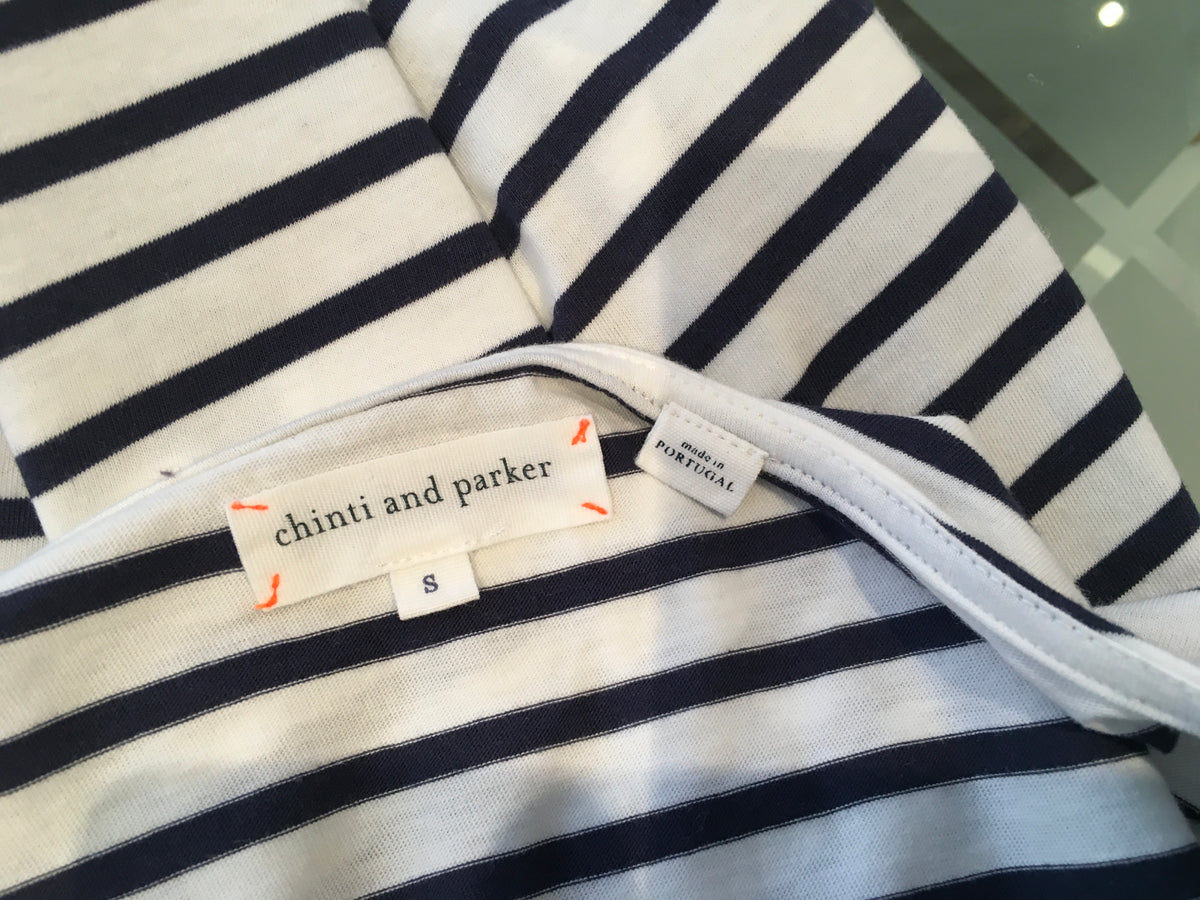 CHINTI & PARKER Printed striped organic cotton T-shirt Top Size S small ladies