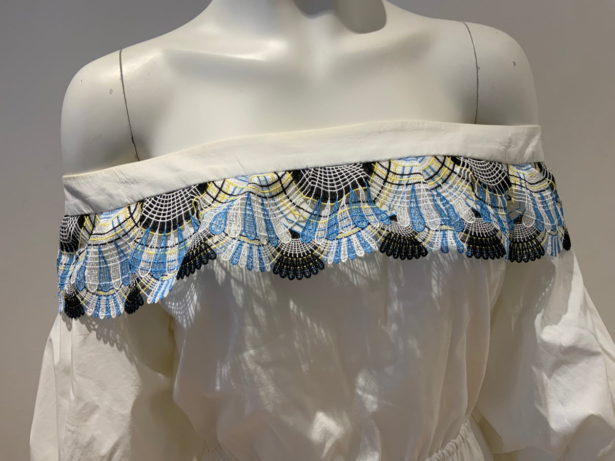 PETER PILOTTO White Off Shoulders Cotton Lace Pallas Dress Size UK 12 ladies