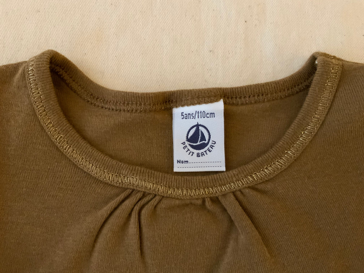 PETIT BATEAU Girl’s Top Gold Trim Neck 5 Years old 110 cm children