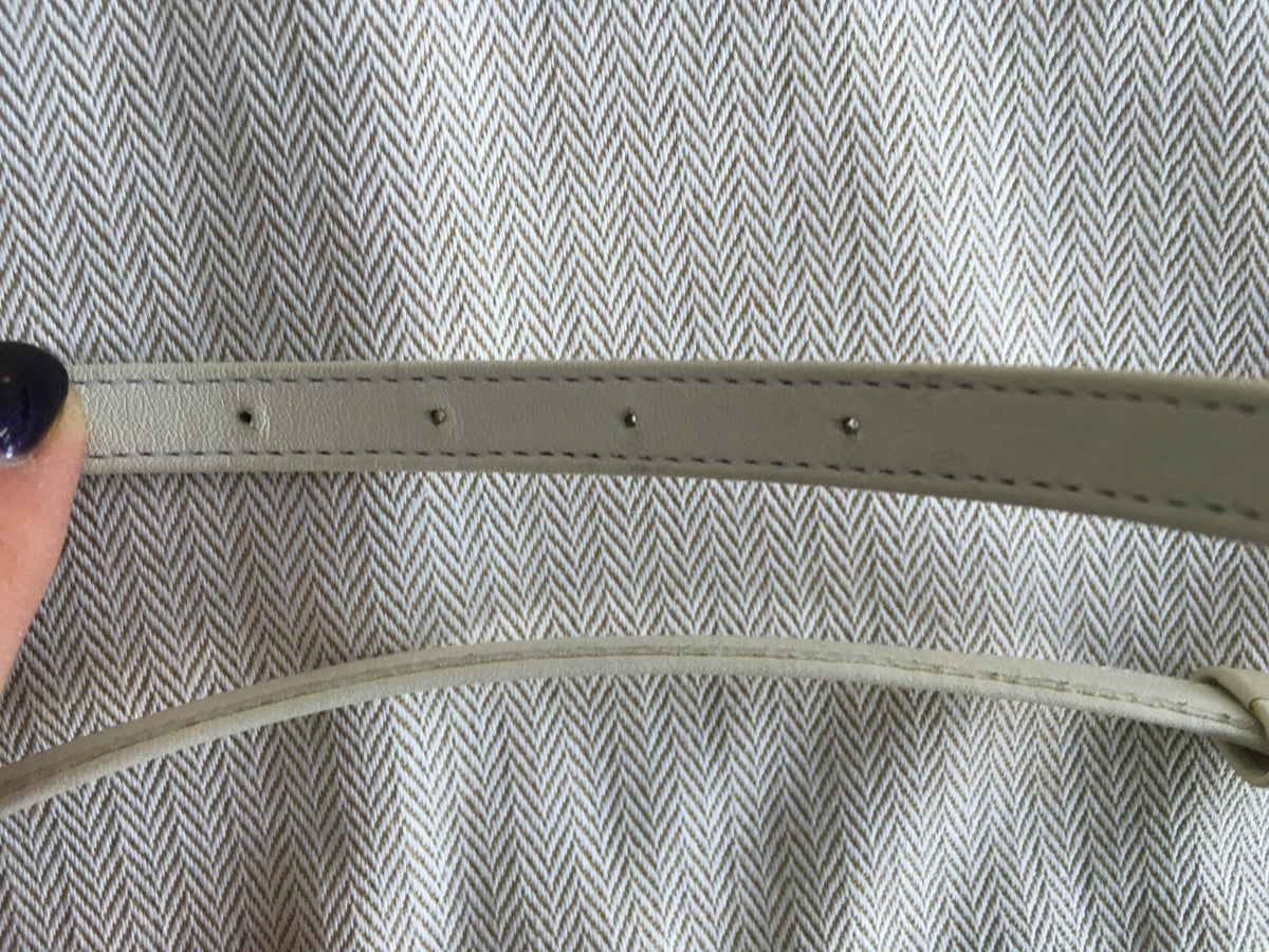 Elie Saab leather thin skinny white belt Ladis