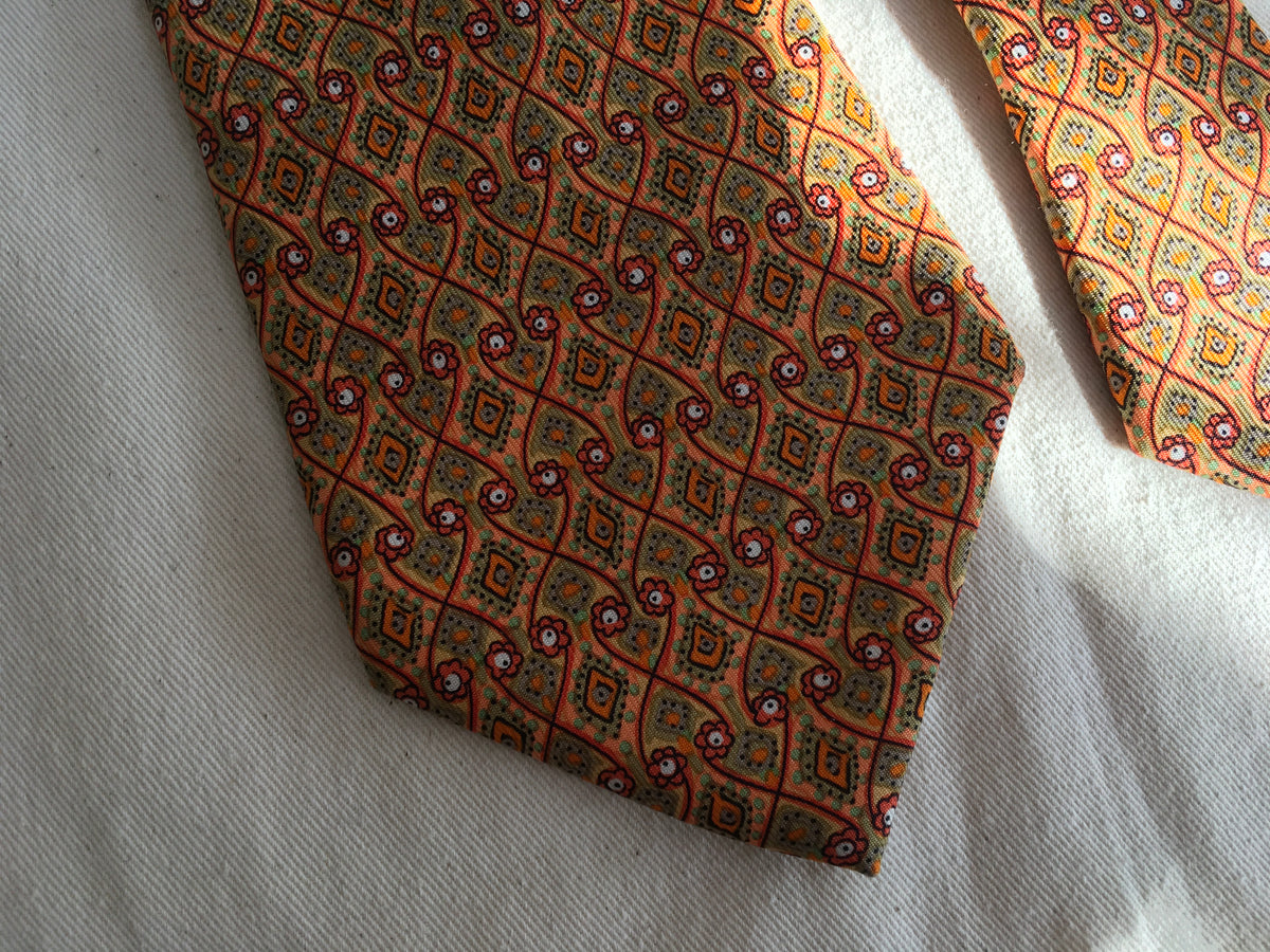 Hermès HERMES Paris Silk Yellow Print Tie 7586 SA 100% AUTHENTIC Men