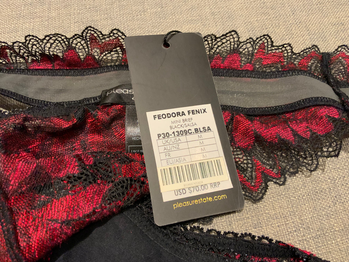 Pleasure State Embroidered FEODORA FENIX THE KNOCKOUT Briefs Underwear Size M ladies