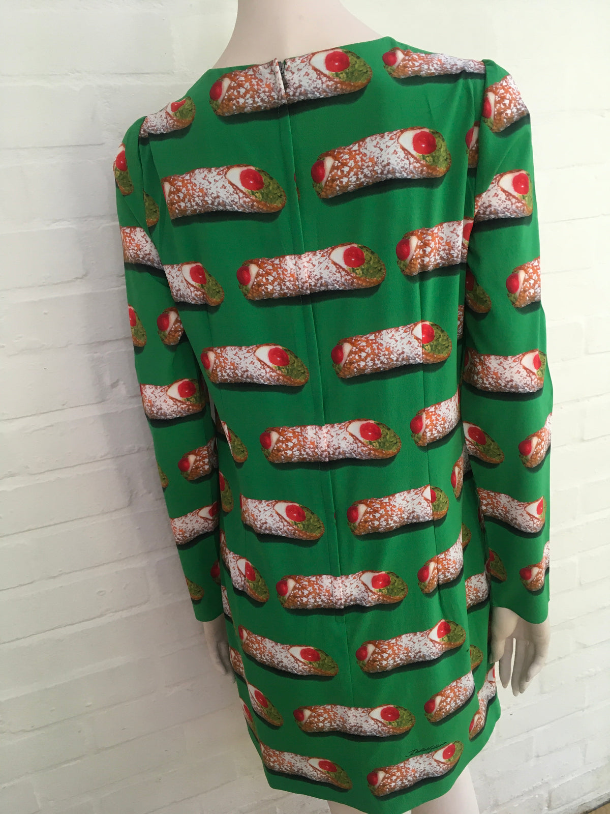 Dolce & Gabbana Green Cannoli Siciliani Shift Silk Dress Size I 42 ladies
