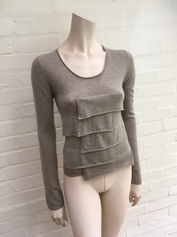 JOSEPH Thin Knitted Wool Silk Cashmere Ruffle Details Sweater Jumper LADIES