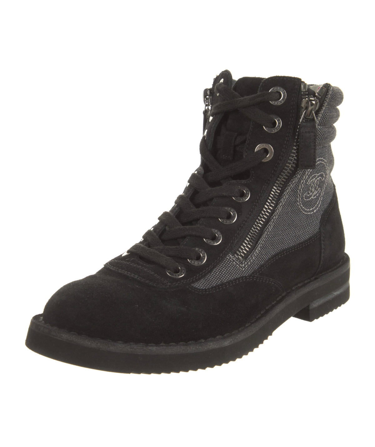 CHANEL Interlocking CC Logo Combat Boots SIZE 37 1/2 UK 4.5 US 7.5 ladies