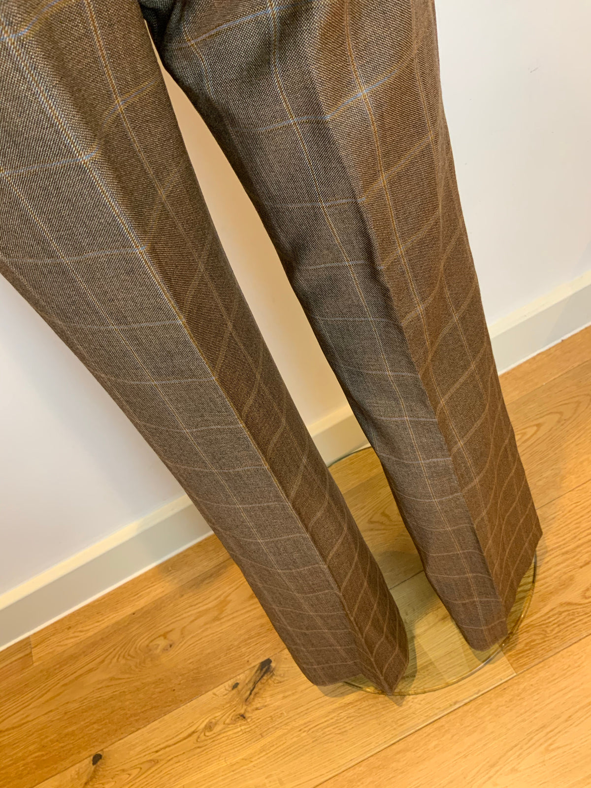 KRISTINA TI Wool Checked Brown Pants Trousers Size US 8 UK 12 I 44 ladies