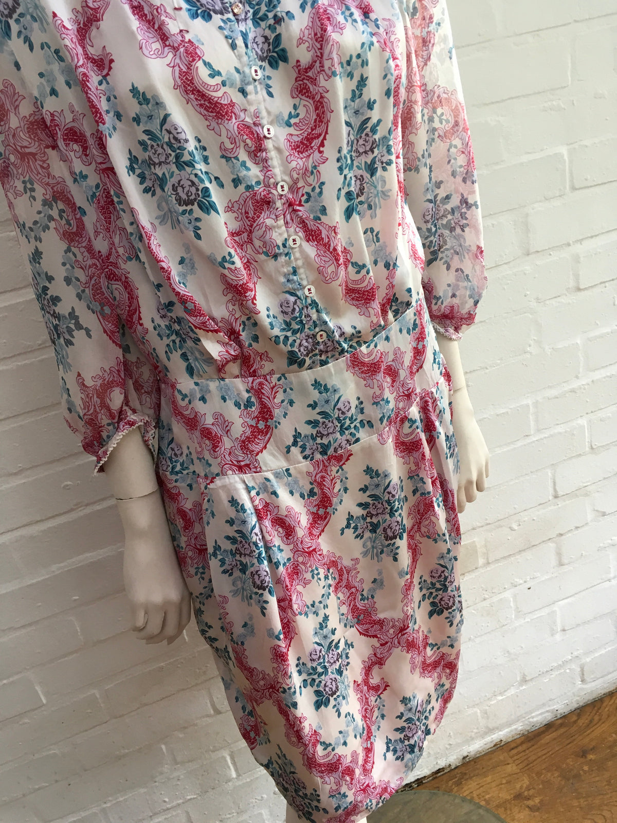 HUGO BOSS Silk Chiffon Water Color Floral Dress Ladies