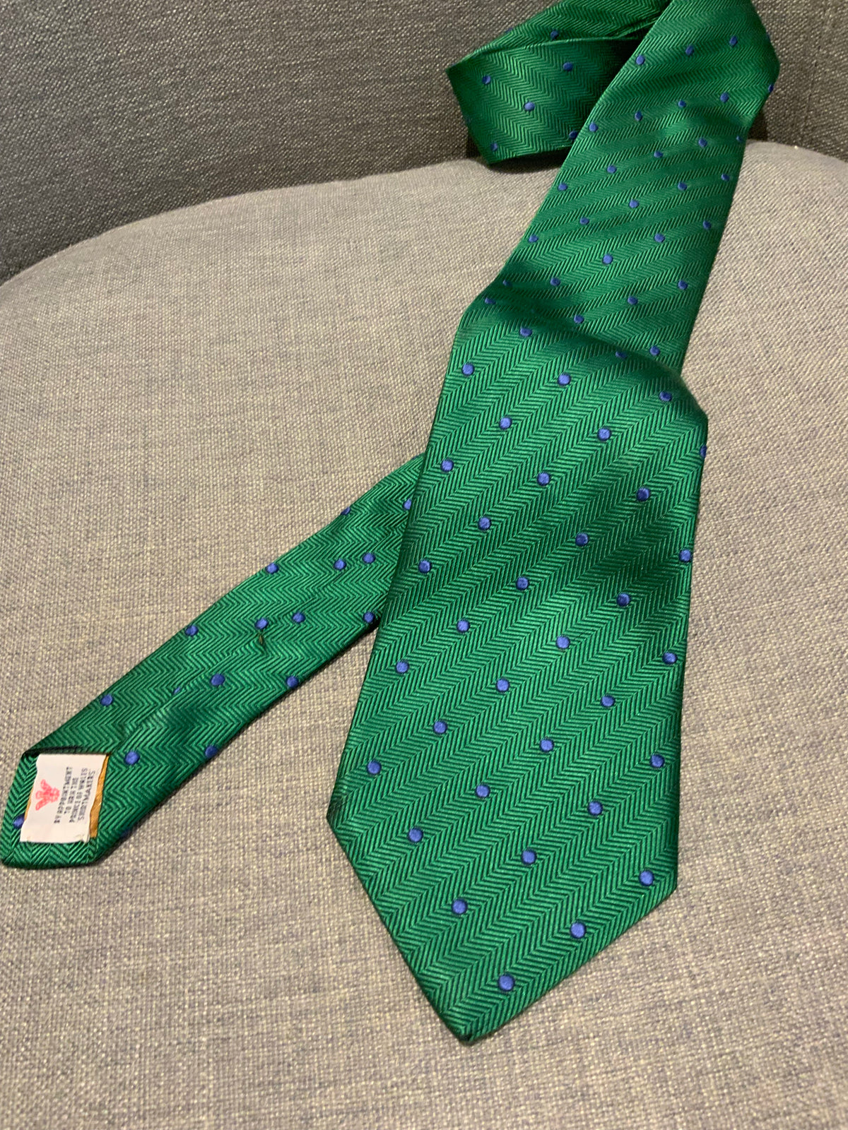 TURNBULL & ASSER HANDMADE Mens Green Dots Tie men