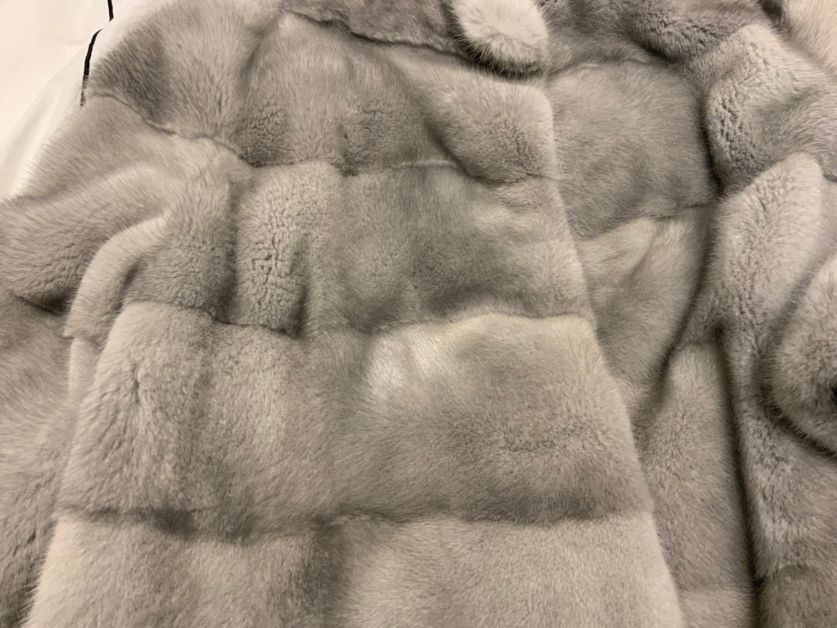 HARRODS OF LONDON SILVER GREY MINK JACKET FUR COAT Size M MEDIUM ladies