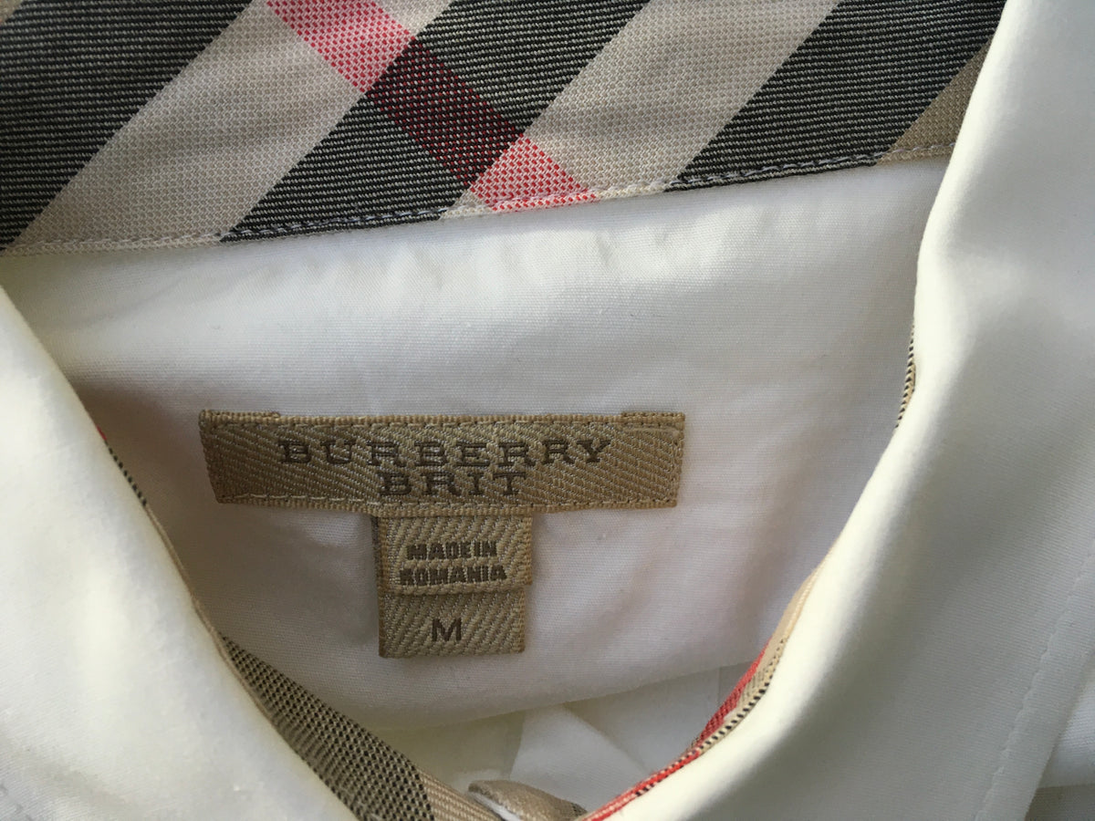 BURBERRY BRIT LONG SLEEVE BUTTON-UP WHITE SHIRT SIZE M MEDIUM Men