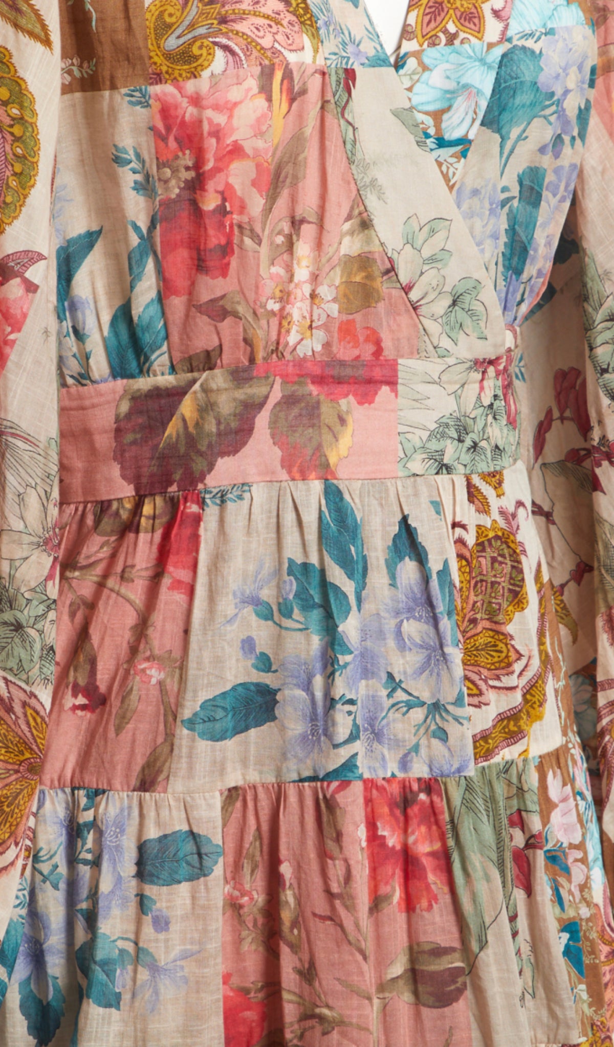 ZIMMERMANN Patchwork Cassia Midi Wrap Dress Size 1 S small