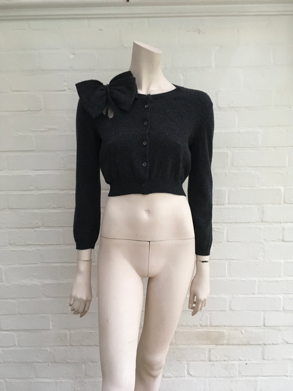 Moschino Wool Knit Cropped Cardigan Bow Detail LADIES