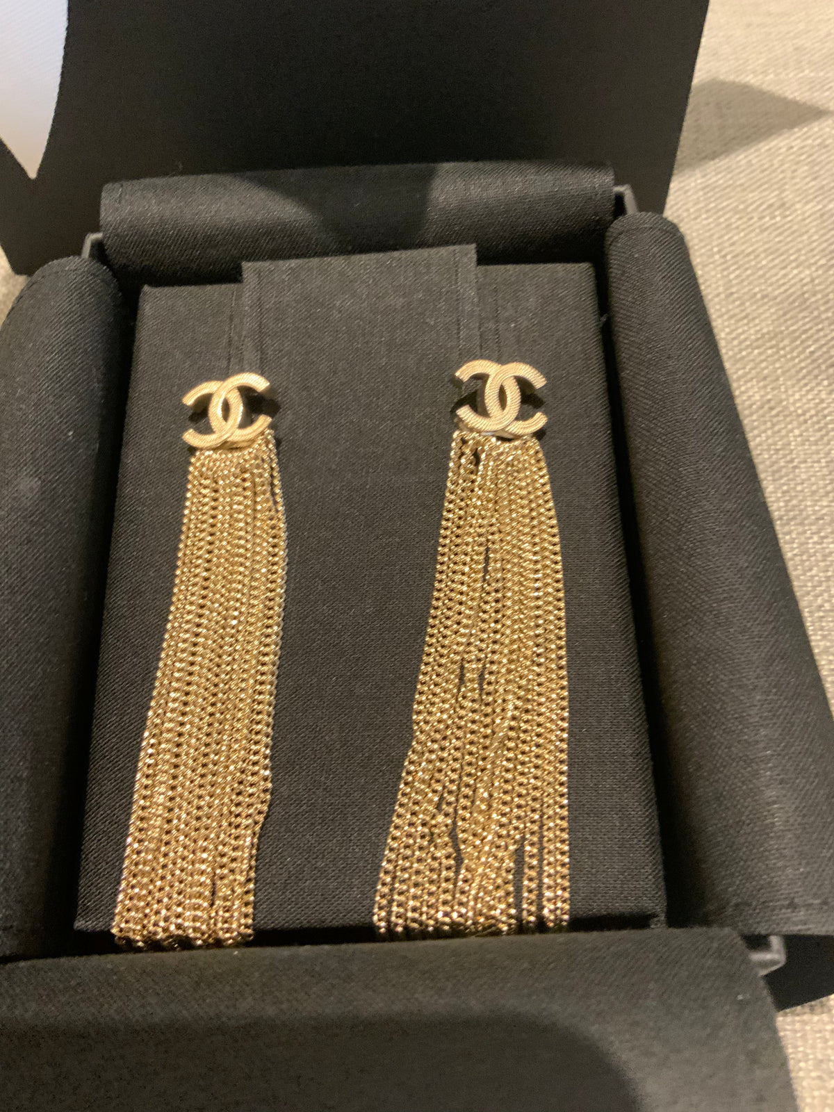 CHANEL 2022 A22 CC Multi Strand Chain Drop Earrings Gold Drop Earrings ladies