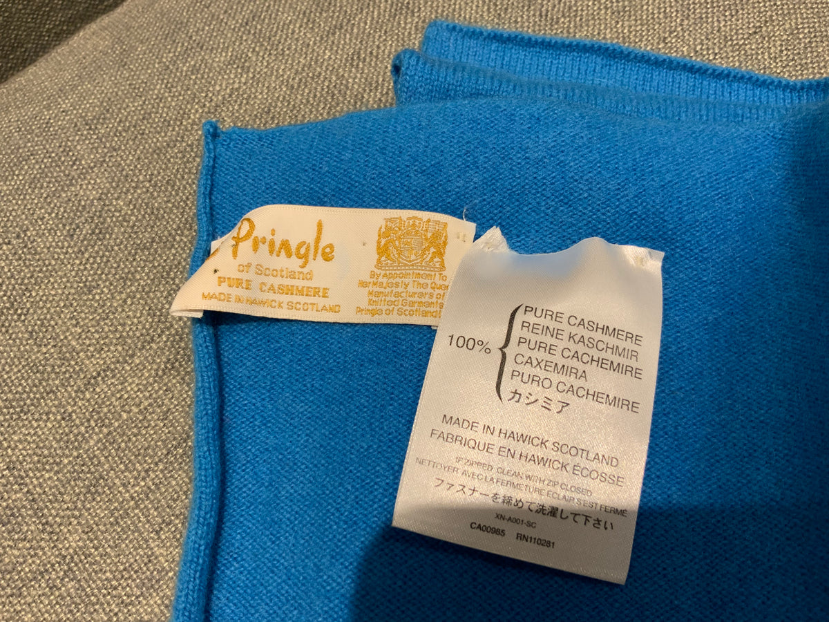 Pringle of Scotland Pure Cashmere Unisex Shall Scarf Blue or Grey ladies