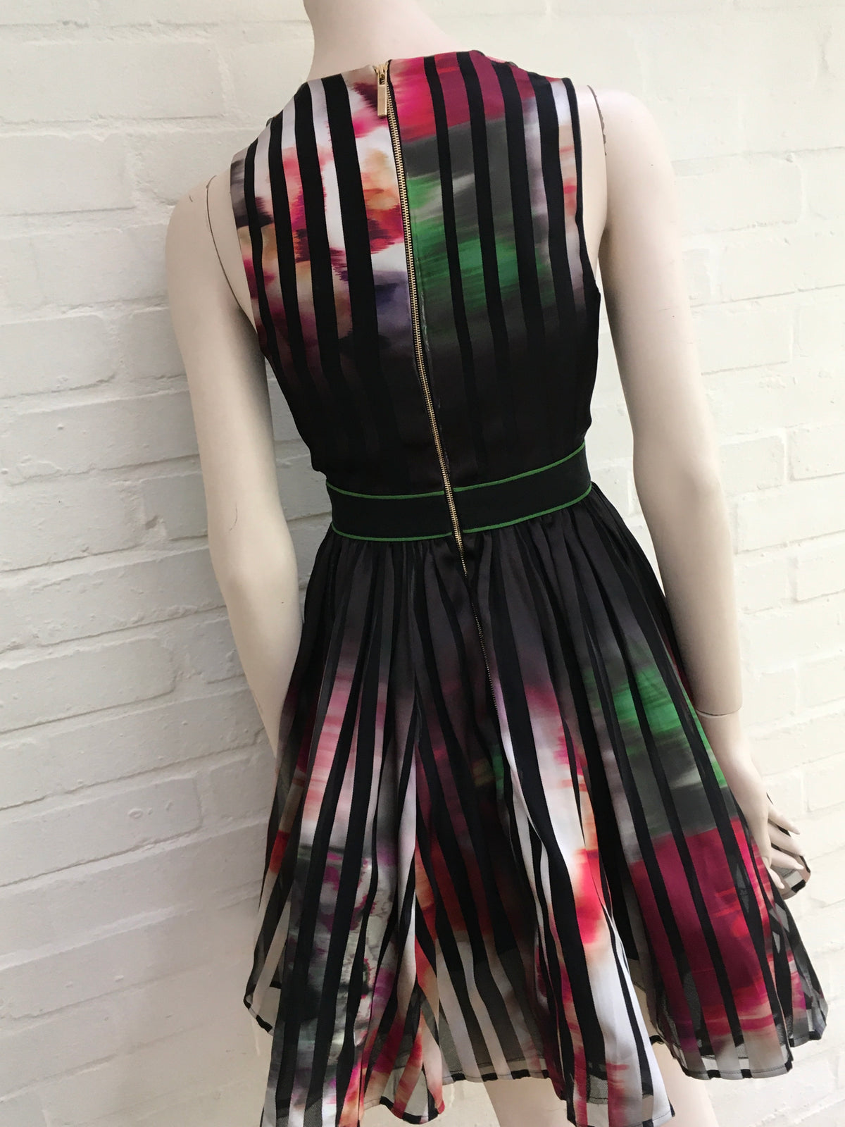 ELIE SAAB Black sheer tapes multicolor floral pattern Dress F 34 ladies