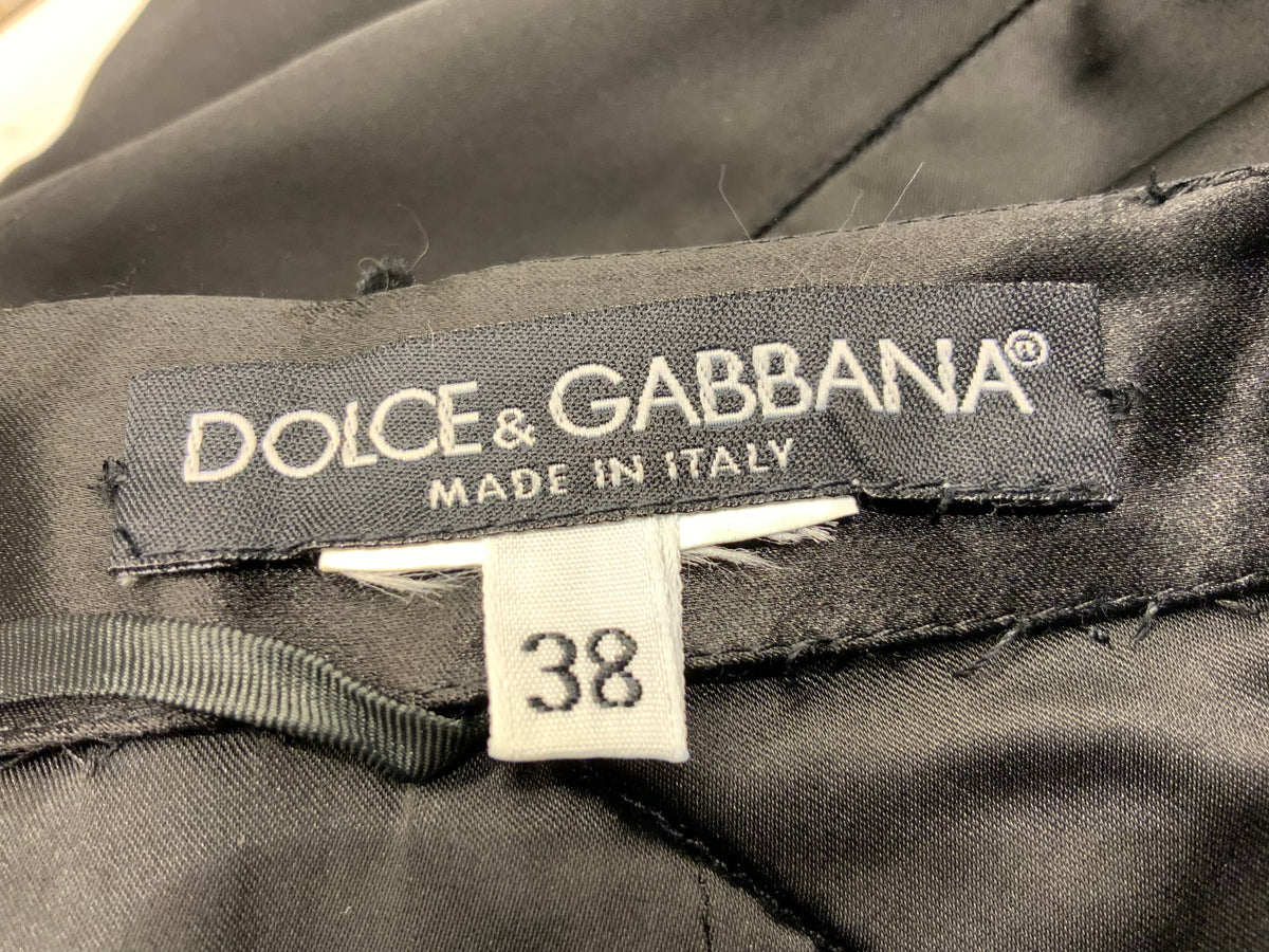Dolce & Gabbana Satin Black Hook & Eye Stretch Skirt I 38 UK 6 US 2 XS ladies