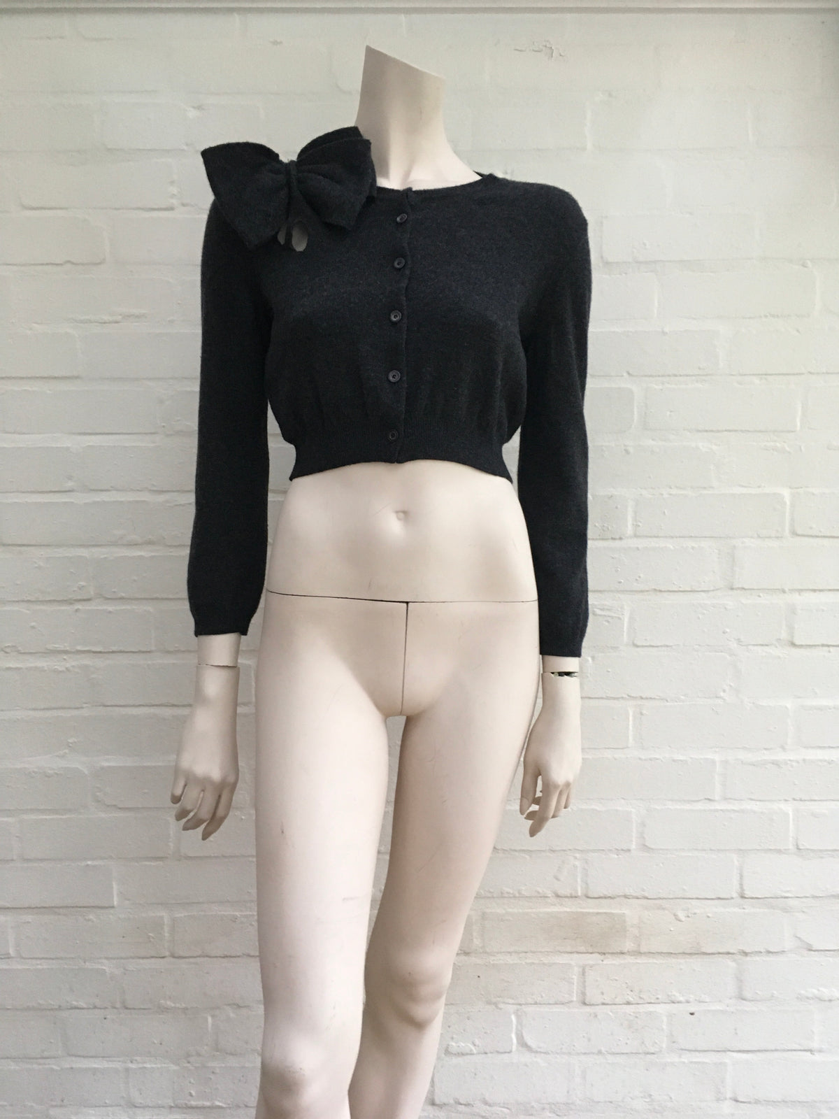 Moschino Wool Knit Cropped Cardigan Bow Detail LADIES