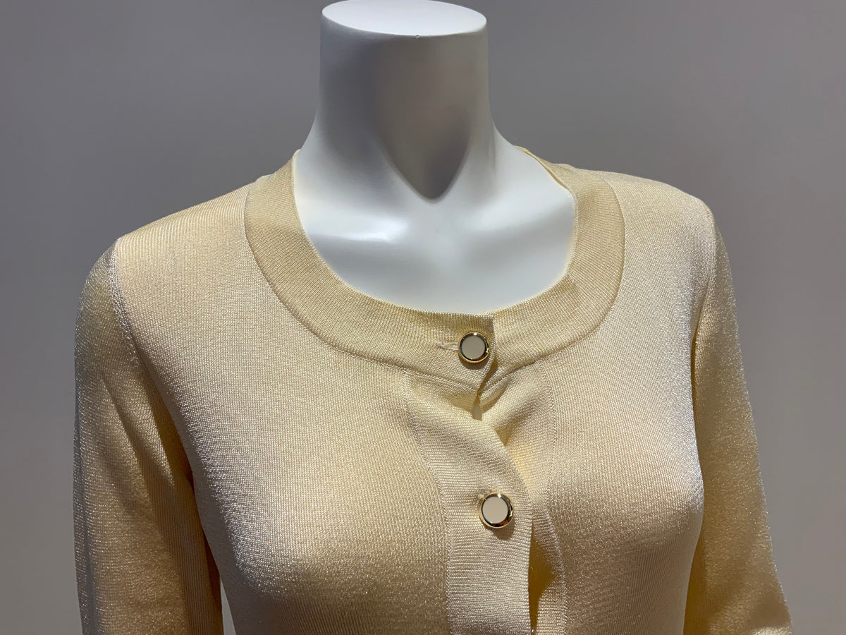 Luisa Spignoli Think Knit Silk Logo Cardigan Multi ~Pockets SIZE S small ladies