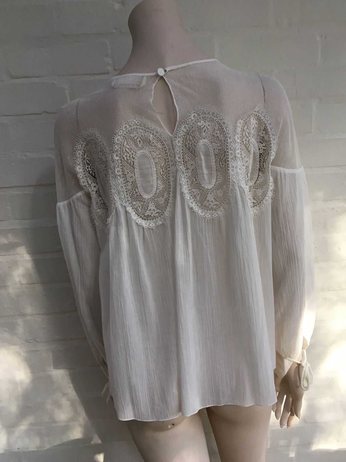 CHLOÉ Lace-trimmed cotton-voile blouse Size FR 36 Ladies