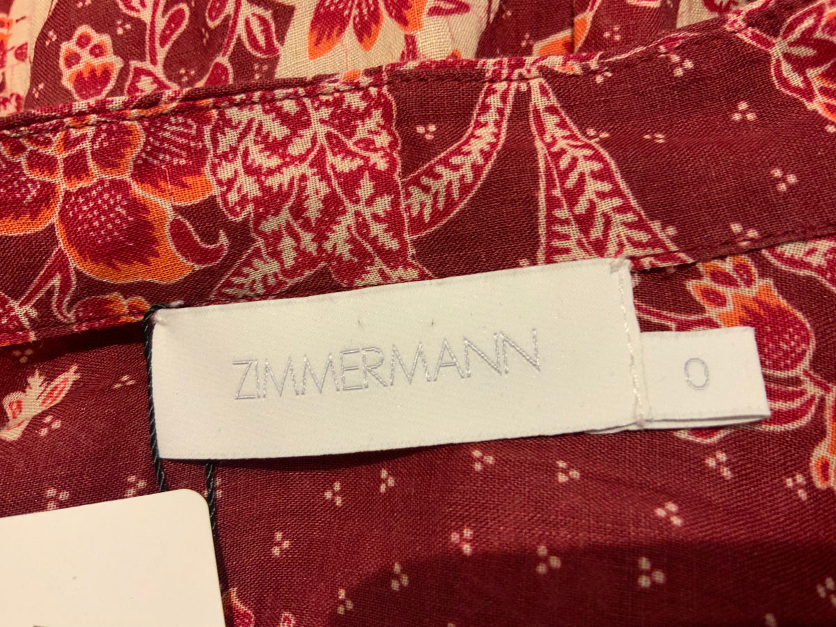 ZIMMERMANN MOST WANTED EYES ON SUMMER OVERSIZED FLORAL PRINTED BLOUSE LADIES 0 ladies