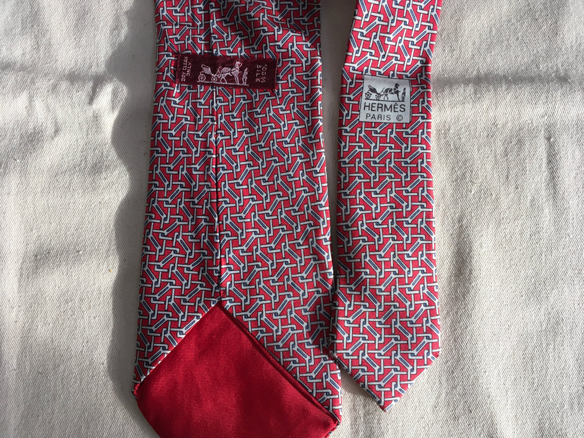 Hermès HERMES Paris Silk Blue Print Tie 5050 PA 100% AUTHENTIC Men