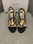 JIMMY CHOO Angel Satin Crystals sandals shoes Size 36.5 UK 3.5 US 6.5 ladies