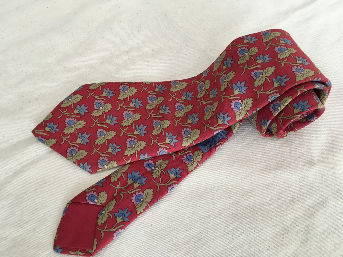 Hermès HERMES Paris Silk FLORAL Print Tie 7259 MA 100% AUTHENTIC Men