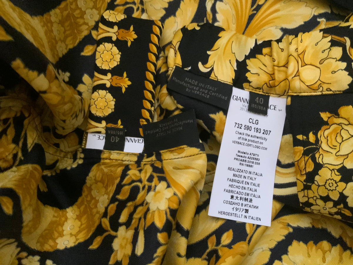 Versace Tribute Printed silk-twill Baroque-print Shirt and Pants Set Size I 40 S ladies