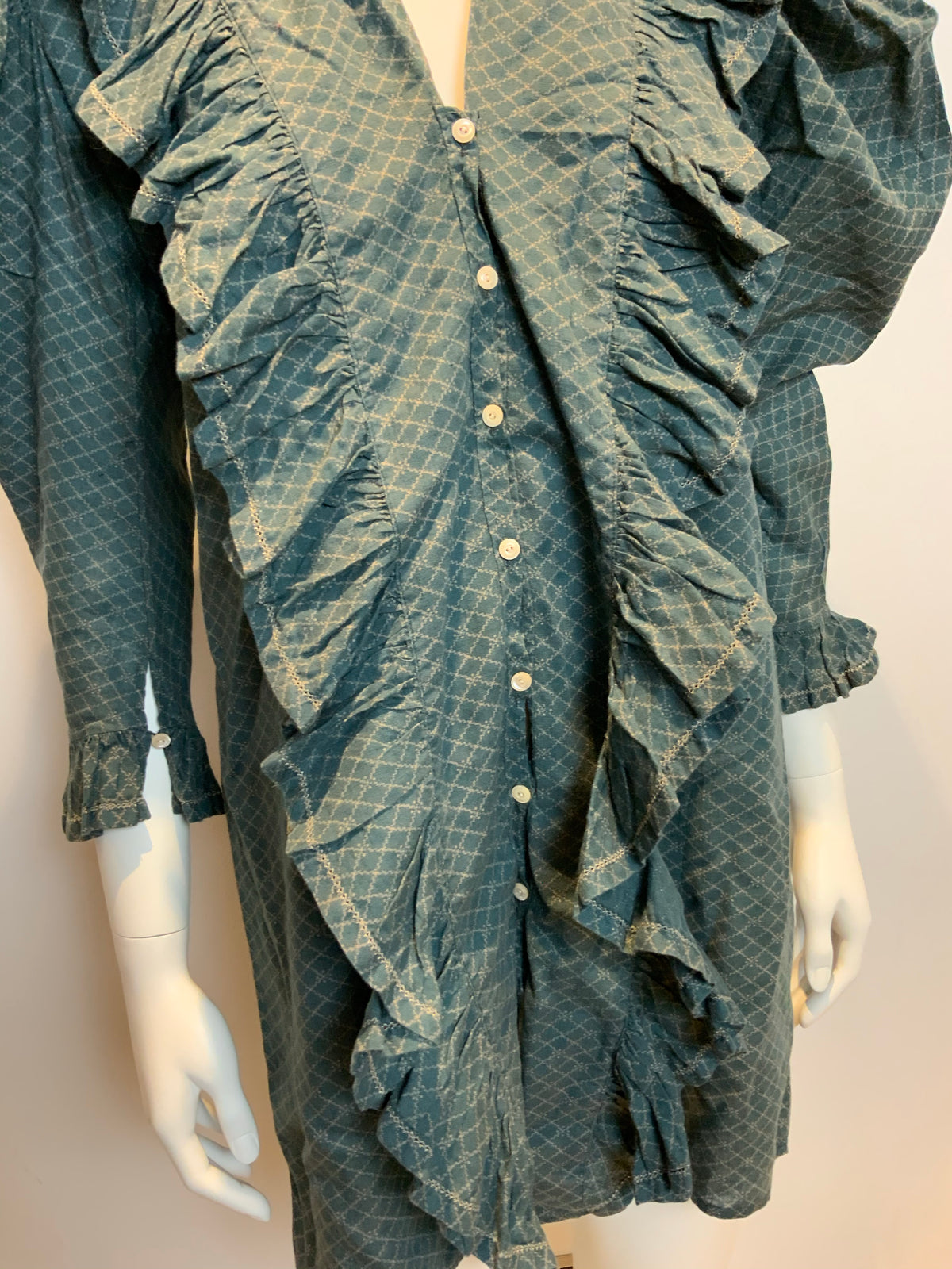 RALPH LAUREN RR Double R Ruffle Mini Linen & Cotton Dress Size US 2 UK 6 XS ladies
