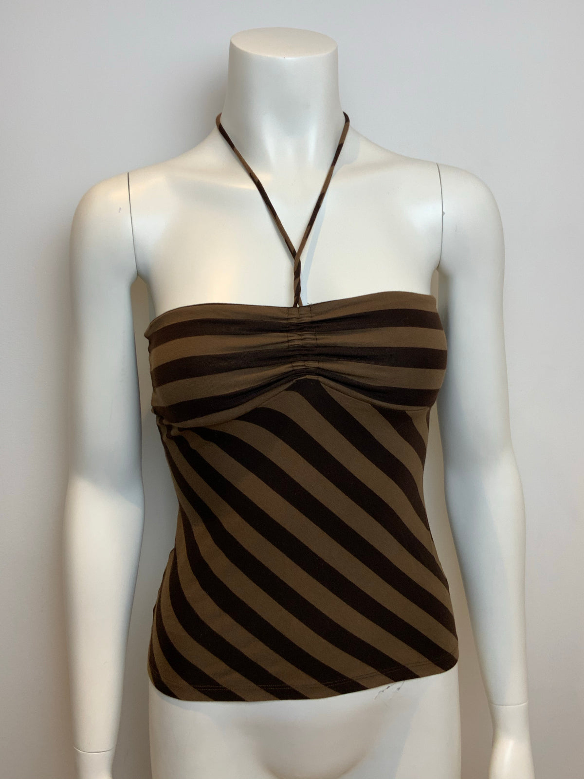Ella Moss Stripped Brown Prima Cotton Summer Top Size XS ladies
