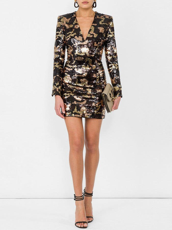 £3,940 SOLD OUT Balmain camouflage sequin Dress F 40 UK 12 US 8 ladies