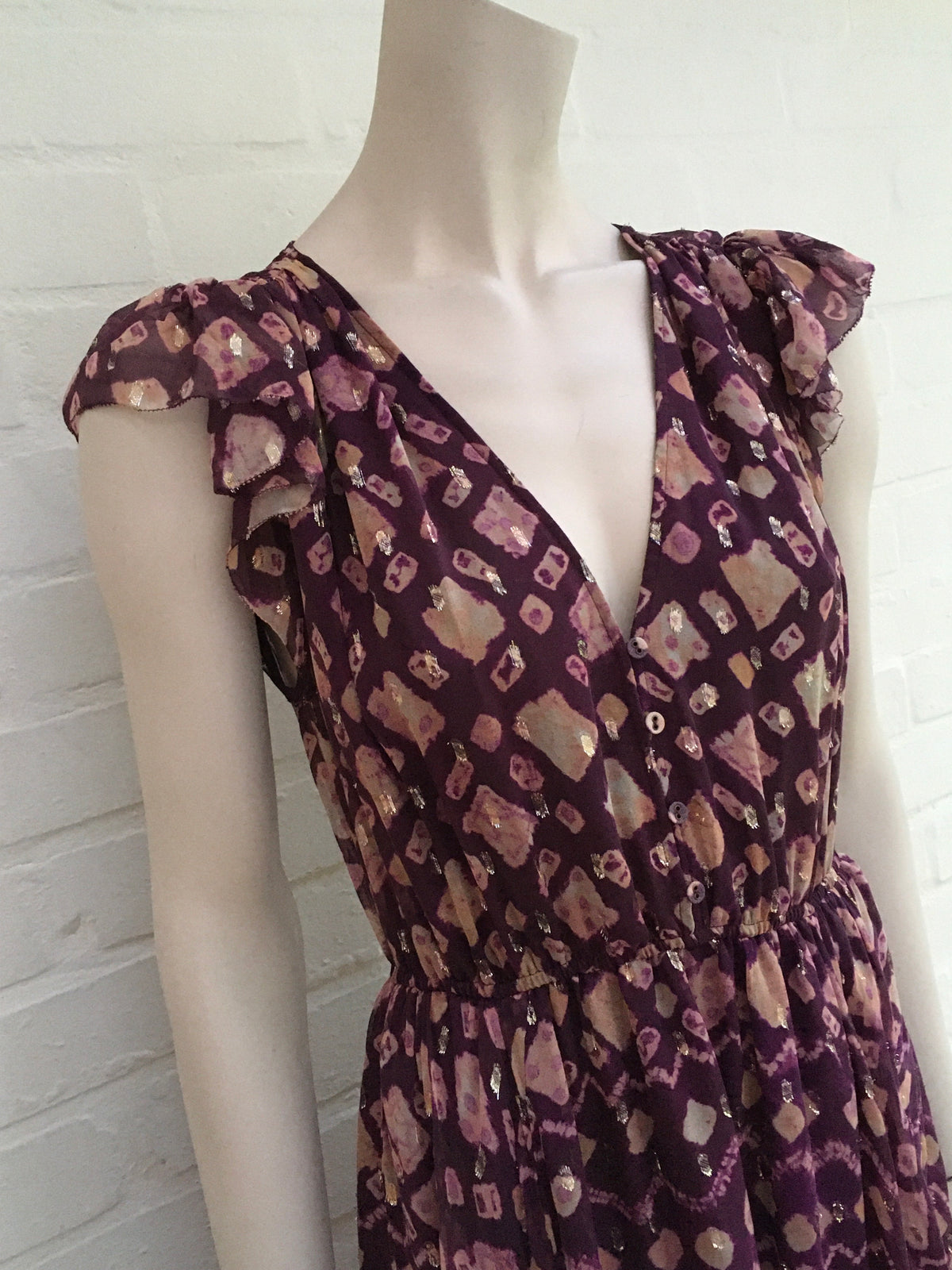Ulla Johnson Aurelie Fil CoupÉ Midi Dress In Purple Size UK 8 US 4 ladies