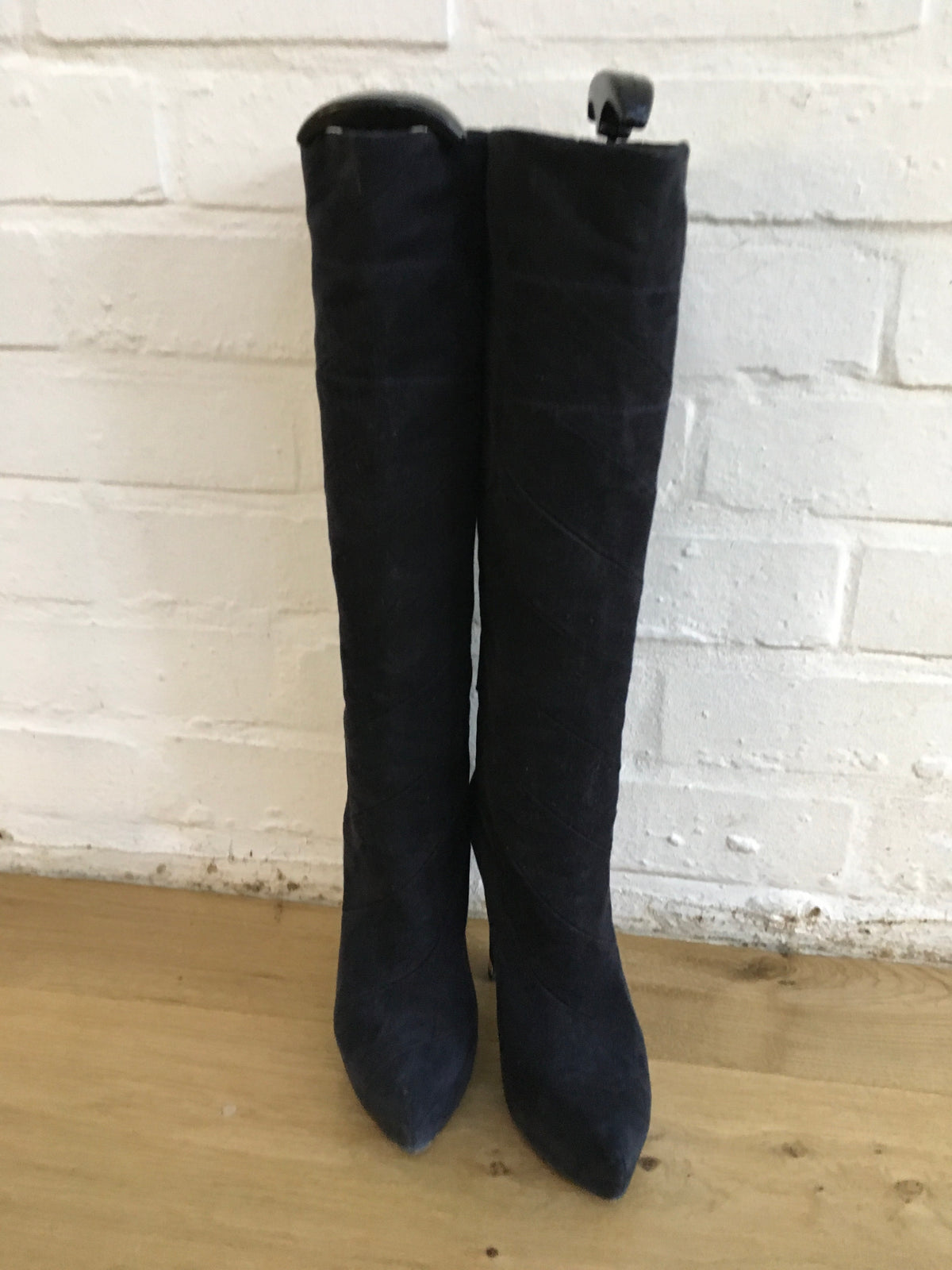 LOUIS VUITTON platform boots Fairy line suede navy blue ladies