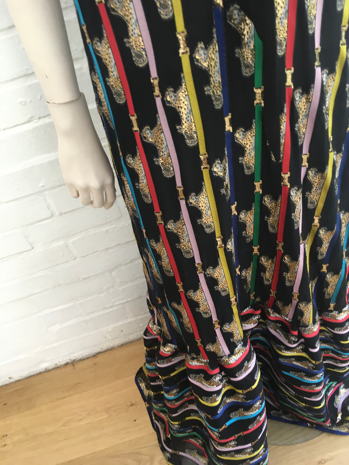 MARY KATRANTZOU Cheetah Cold-shoulder printed lamé pussy bow gown Ladies