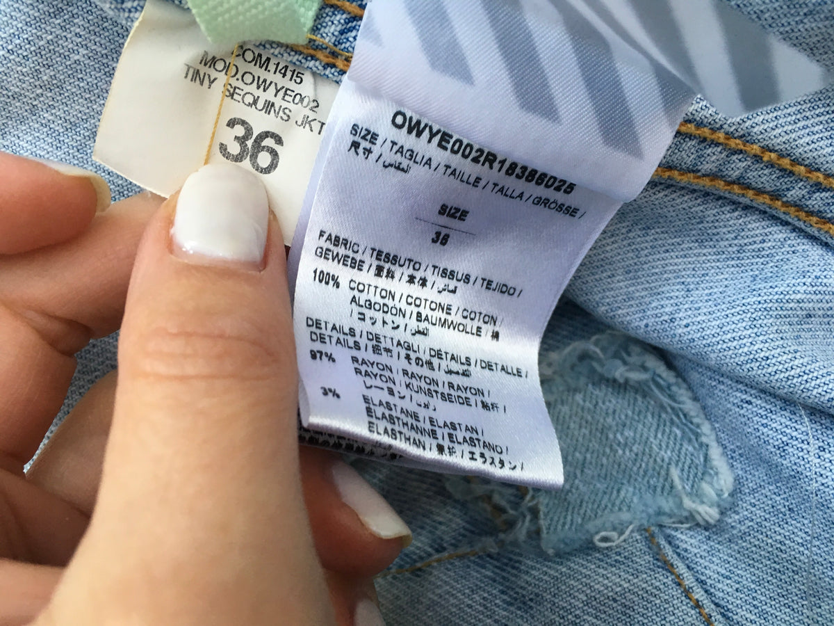 Off-White c/o Virgil Abloh checkered sequin denim jacket Ladies