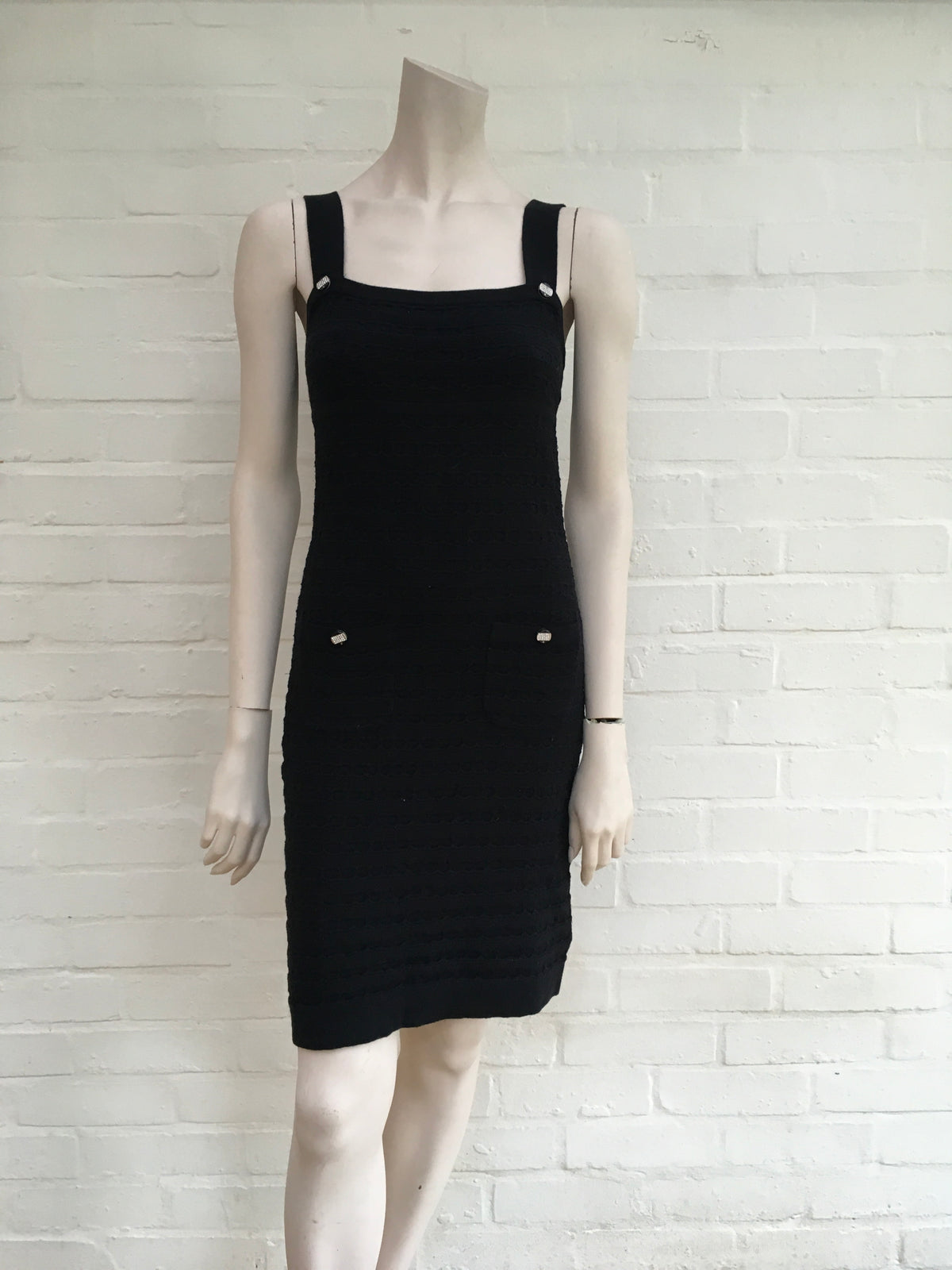 CHANEL Black Knit LBD Cotton Cashmere Blend Dress Ladies