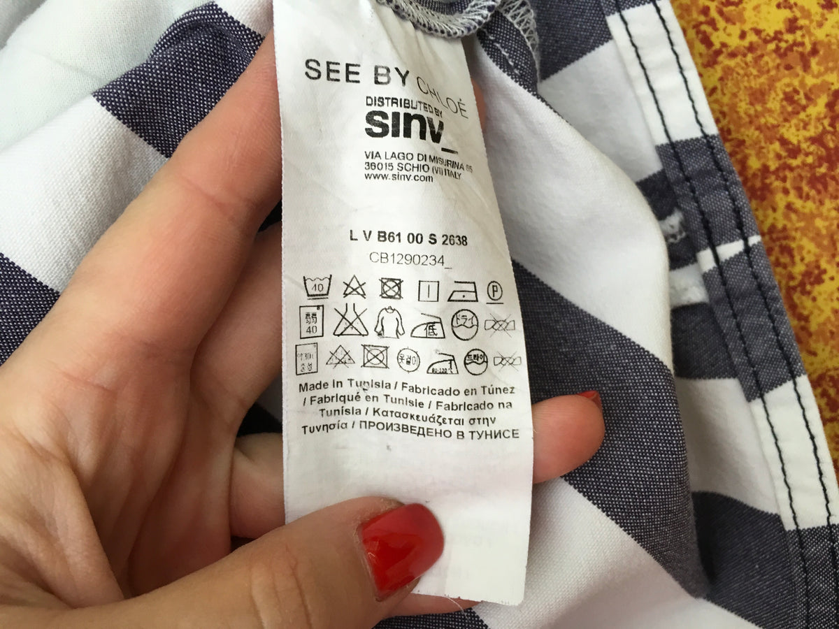See by Chloé Striped stretch-denim mini dress Ladies