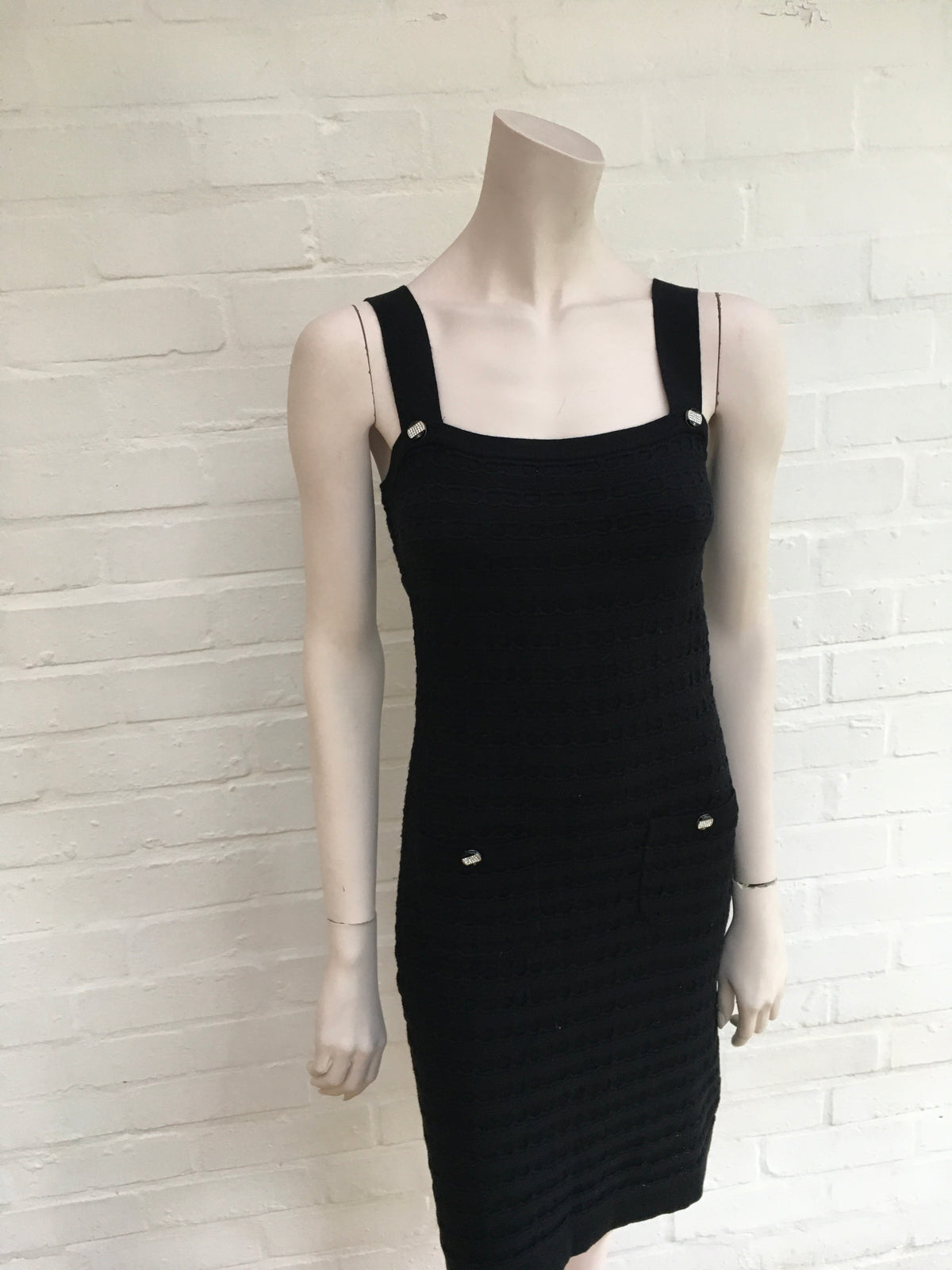 CHANEL Black Knit LBD Cotton Cashmere Blend Dress Ladies