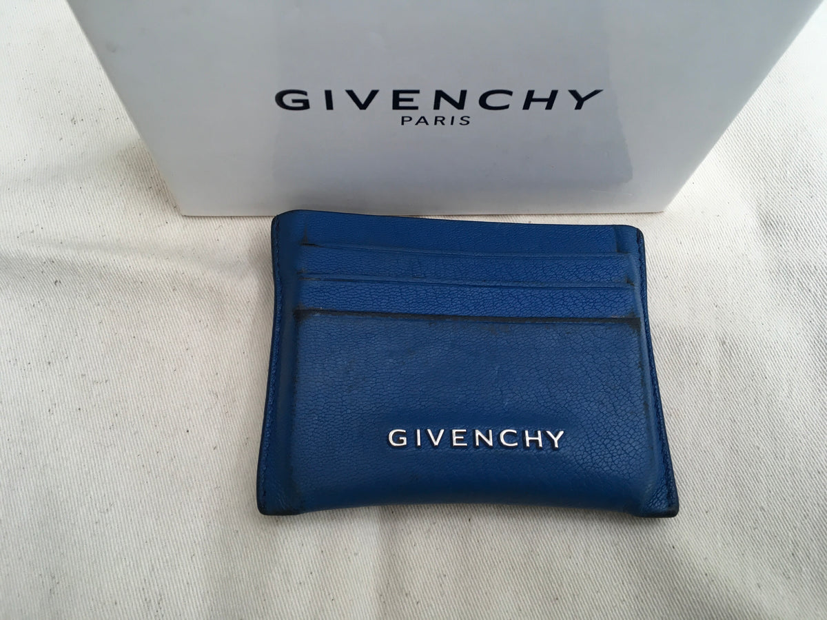GIVENCHY Pandora Card Holder In Blue Leather Ladies