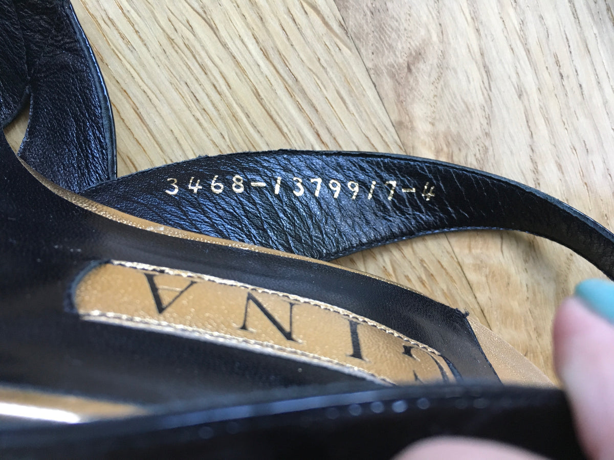 GINA BLACK GOLD PATENT LEATHER SANDALS SHOES ladies
