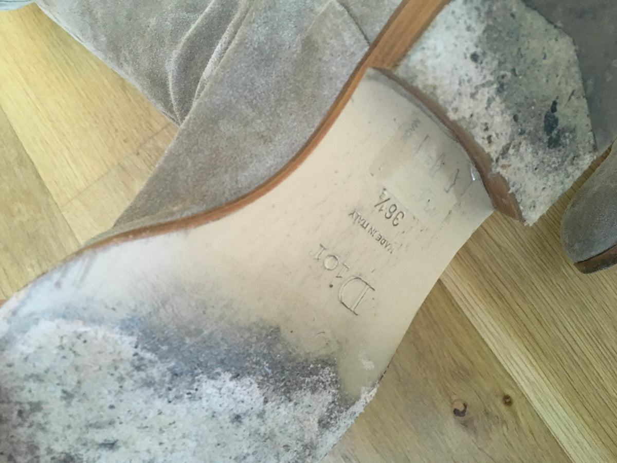 Christian Dior Bow Suede Leather Knee High Boots Ladies