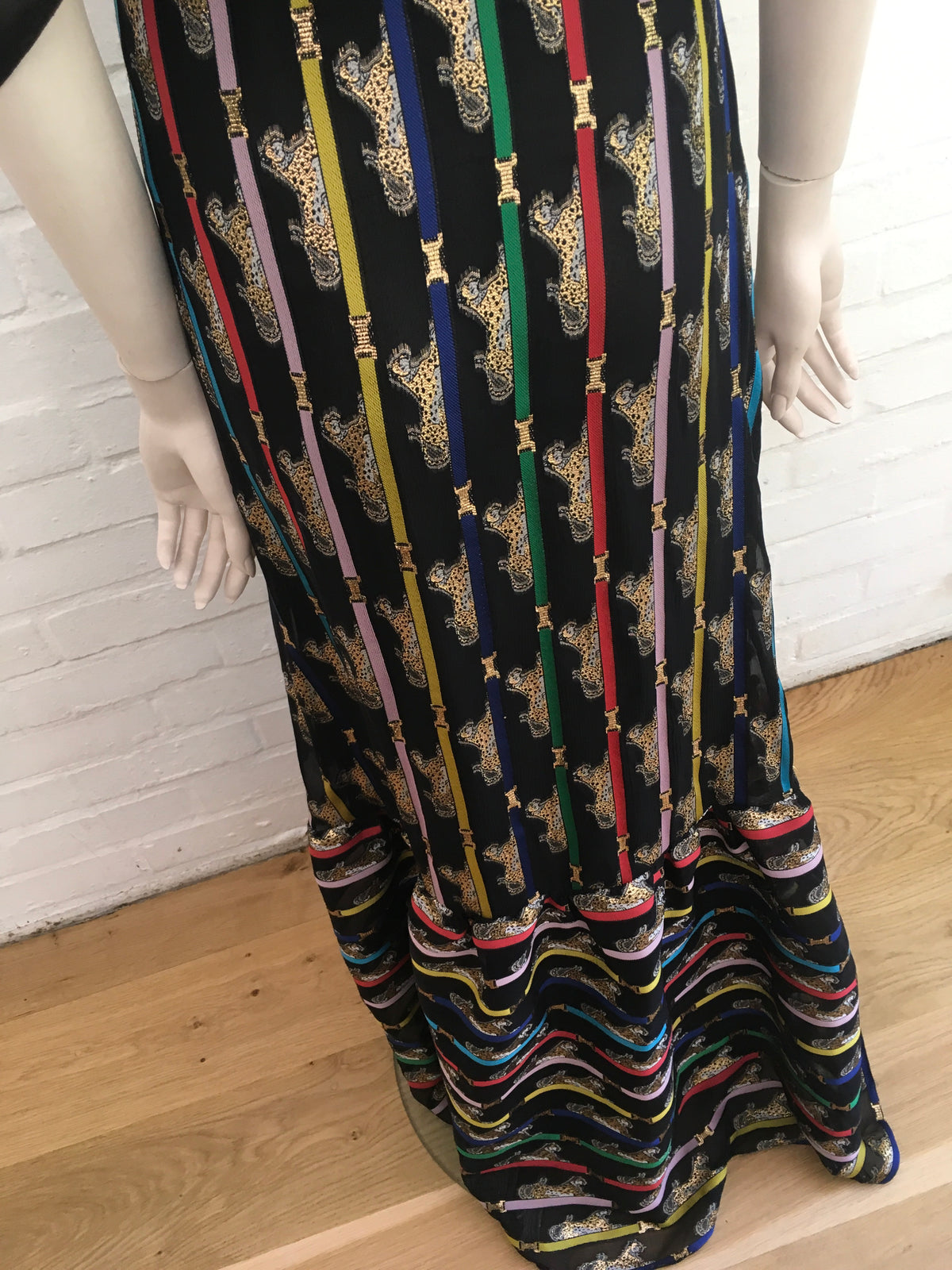 MARY KATRANTZOU Cheetah Cold-shoulder printed lamé pussy bow gown Ladies