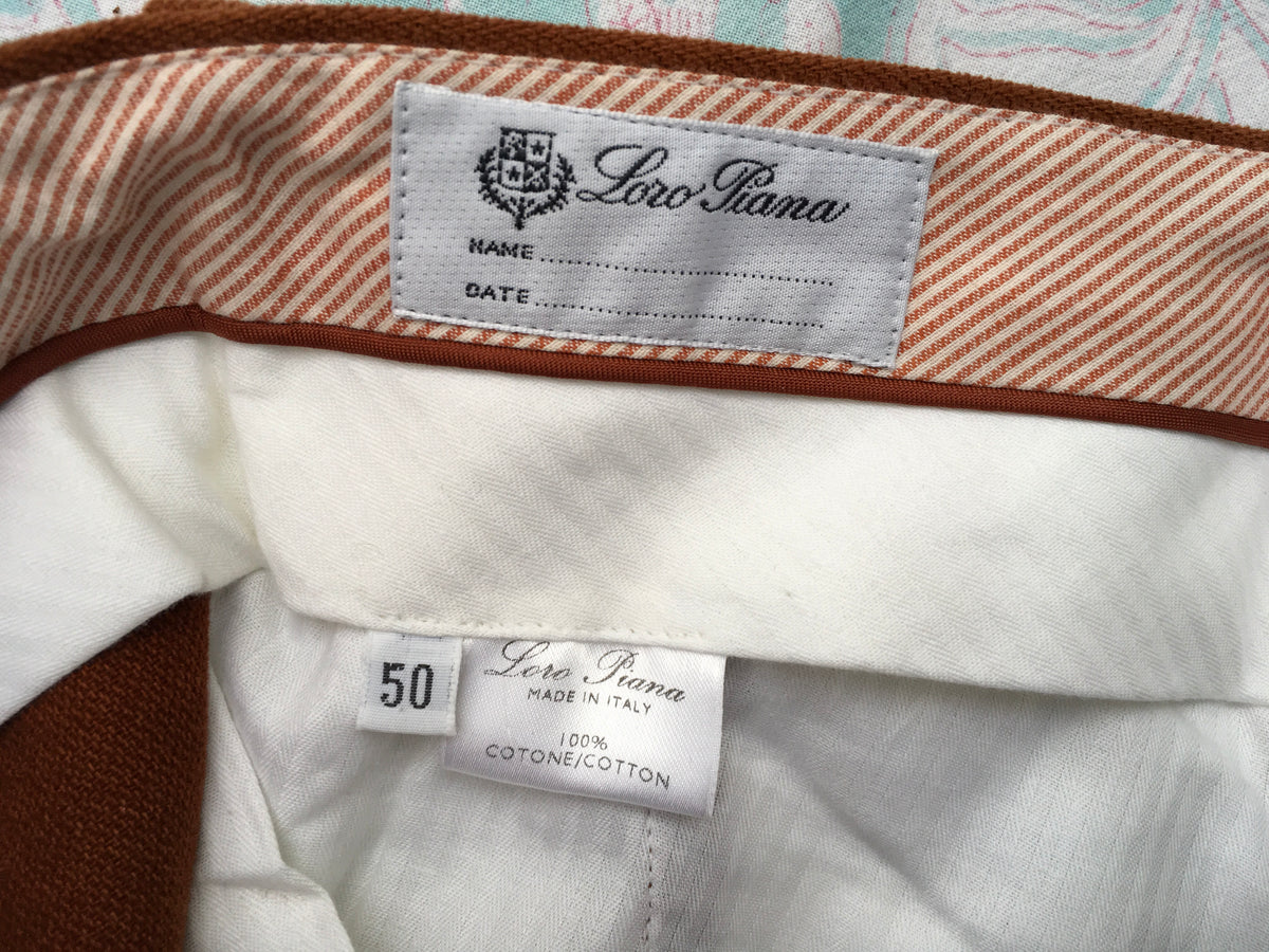 LORO PIANA Brown Cotton Trousers Pants Men