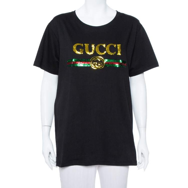 Unisex GUCCI LIMITED EDITIN Tiger Sequins logo oversized T shirt SIZE S Small ladies