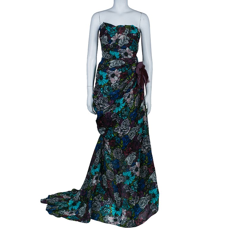 LANVIN Strapless silk-crepe floral gown dress RED CARPET F 40 UK 12 US 8 ladies