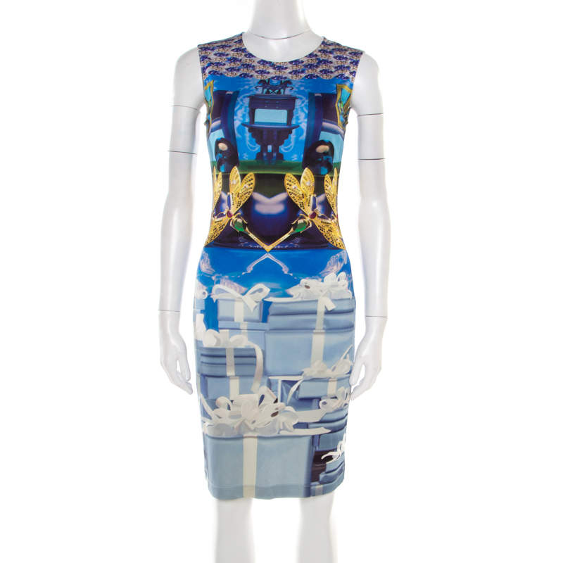 MARY KATRANTZOU Jewel and Dragonfly Printed Silk Tank Dress UK 10 US 6 ladies