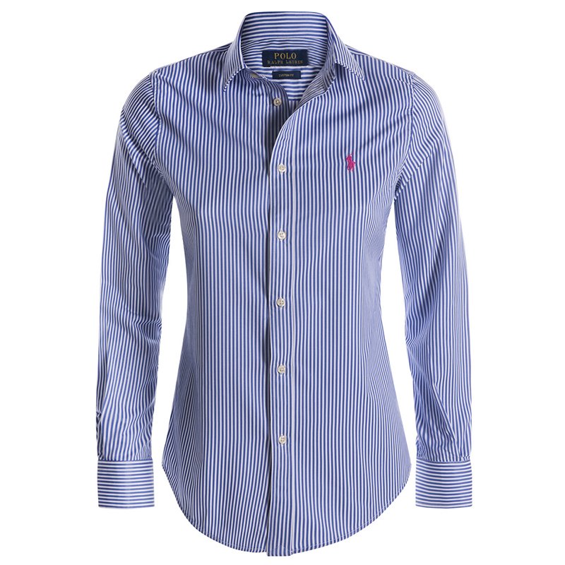 RALPH LAUREN SPORT SLIM FIT STRIPED LONG SLEEVE OFFICE SHIRT SIZE US 8 UK 12 ladies