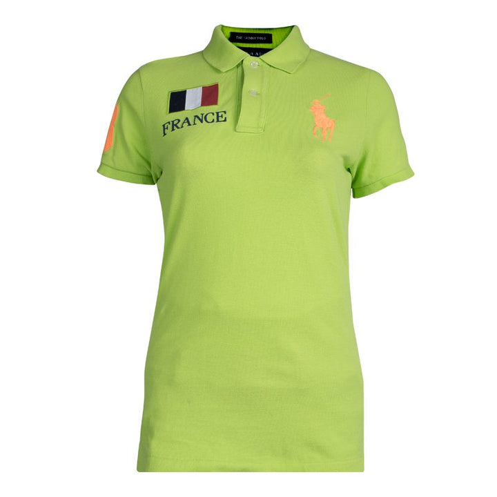 Ralph Lauren Green Flag Polo Marathon French Flag T shirt Women Size XS ladies