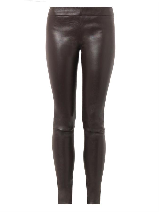 The ROW Skinny Moto Brown Leather Legging Pants Trousers Size M MEDIUM ladies